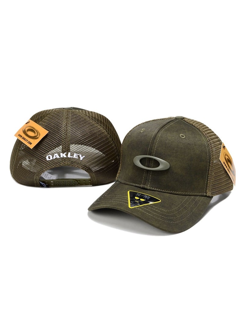 OAKLEY قبعة أوكلي أوليف تراكير مع شعار O الأيقوني وتصميم الشبك الخلفي