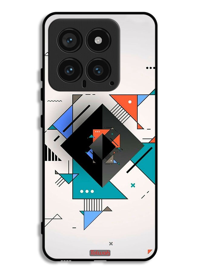 Tolwak Xiaomi 14 Protective Case Cover Square And Triangle Shapes Abstract Pattern - Image 1
