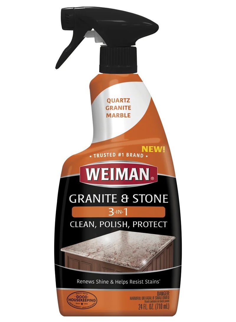 Weiman Granite Stone Clean, Polish and Protect - 24 Ounce - Streak-Free, pH Neutral Formula for Daily Use on Interior and Exterior Natural Stone  - Image 1