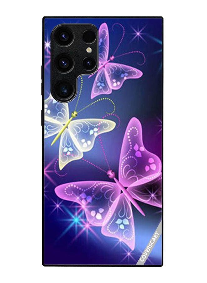 COVERSCART Protective Case Cover For Samsung Galaxy S24 Ultra Light Yellow & Pink Butterflies Design Multicolour