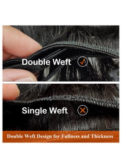 Full Shine Full Shine Sew In Hair Extensions Real Human Hair 22 Inch Weft Extensions Real Remy Hair Color #2 Dark Brown Double Weft Full Head Set Straight Hair Weaves 105 Grams Hair Weft Bundles Straight Hair  - Image 3