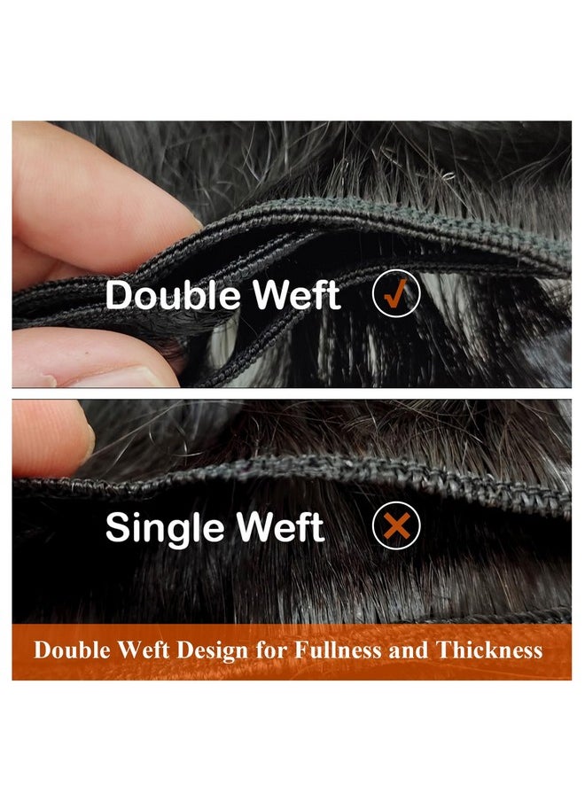 Full Shine Full Shine Sew In Hair Extensions Real Human Hair 22 Inch Weft Extensions Real Remy Hair Color #2 Dark Brown Double Weft Full Head Set Straight Hair Weaves 105 Grams Hair Weft Bundles Straight Hair  - Image 3