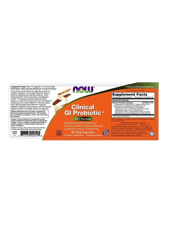 Now Foods Clinical GI Probiotic - 60 Capsules 50+ Formula - Image 2