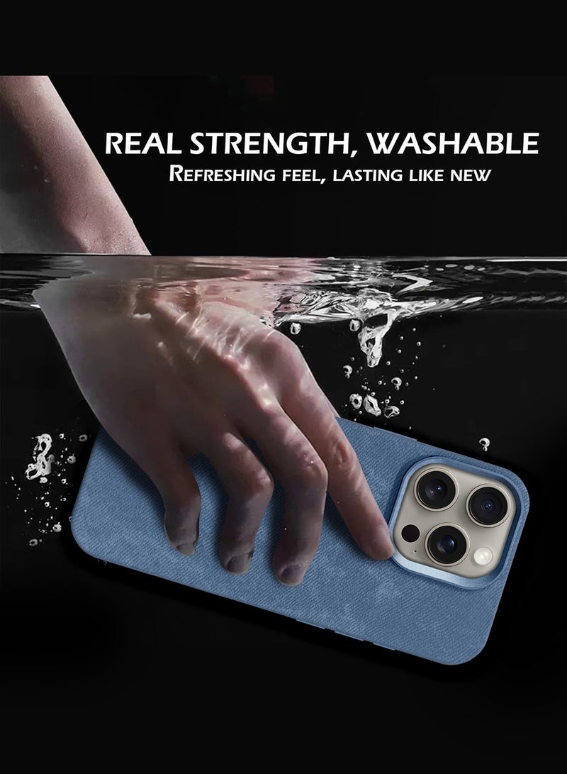 CATANES 2Packs iPhone 15 Pro Max Alcantara Case Cover Premium Quality Luxurious Soft Touch Protection with Metal Camera Frame with a 3D Screen Protector - Sierra Blue  - Image 3
