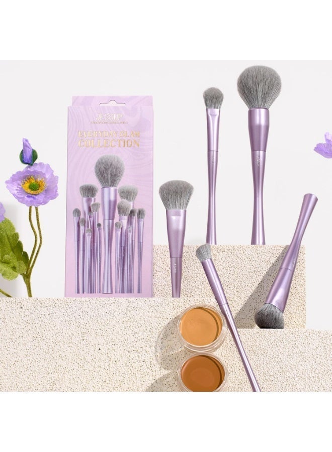 جيساب مجموعة فرش مكياج جيسوب للوجه، 5 قطع، فرش مكياج صناعية فاخرة لكريم الأساس والكونتور وأحمر الخدود والهايلايتر والبودرة، لون بنفسجي فاخر T514 - Image 3