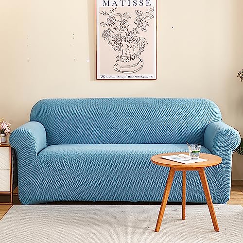 House of Quirk Universal Five Seater 3 + 2 Polar Fleece Fabric Sofa Slipcover Big Elasticity Cover for Couch Flexible Stretch Sofa Slipcover (Sky Blue) - Image 3