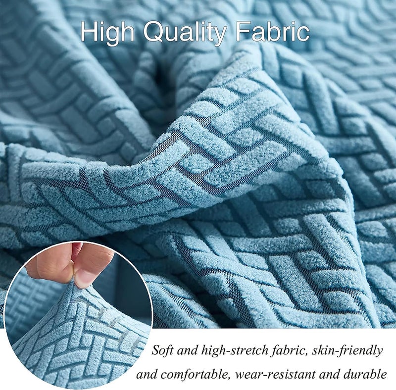 House of Quirk Universal Five Seater 3 + 2 Polar Fleece Fabric Sofa Slipcover Big Elasticity Cover for Couch Flexible Stretch Sofa Slipcover (Sky Blue) - Image 5