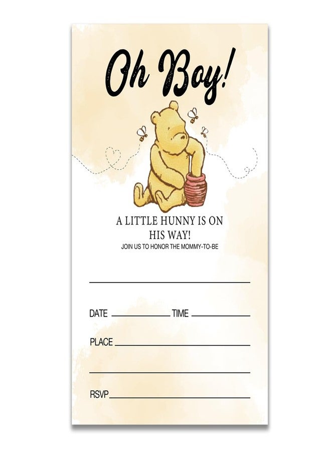 Dolimifa Oh Boy a Little Hunny is on His Way Baby Shower Invitations Fill in Style Honey Bear Winnie the Pooh Baby Shower Invites, 20 Count With Envelopes - Image 1