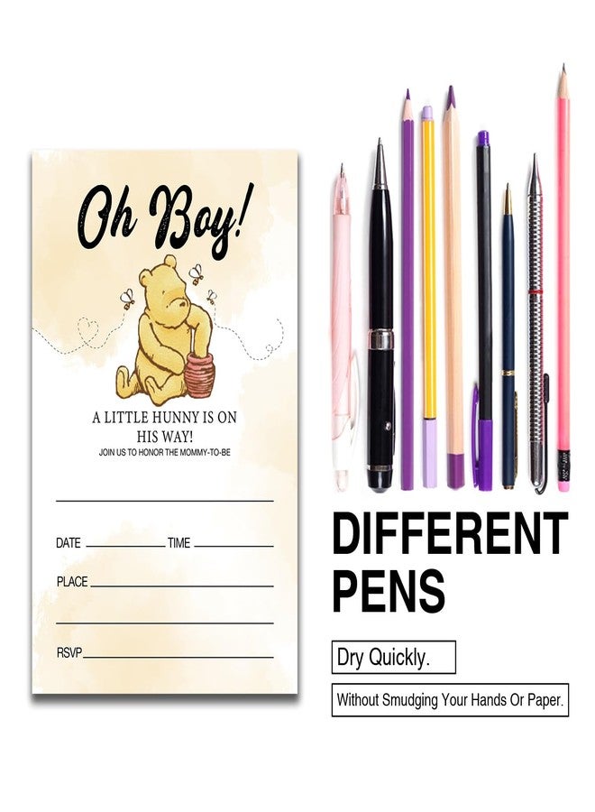 Dolimifa Oh Boy a Little Hunny is on His Way Baby Shower Invitations Fill in Style Honey Bear Winnie the Pooh Baby Shower Invites, 20 Count With Envelopes - Image 5