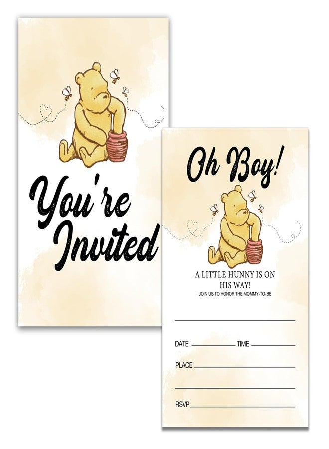 Dolimifa Oh Boy a Little Hunny is on His Way Baby Shower Invitations Fill in Style Honey Bear Winnie the Pooh Baby Shower Invites, 20 Count With Envelopes - Image 3