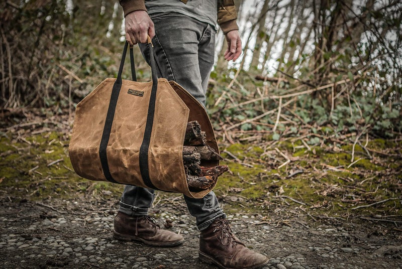 Readywares Waxed Canvas Firewood Carrier, Heavy Duty Log Carrier for Firewood, Wood Carrier for Firewood, Firewood Bag, Great Gift for Cabin, Firewood Carrier with Handles, Classic Durable Design Tan - Image 2