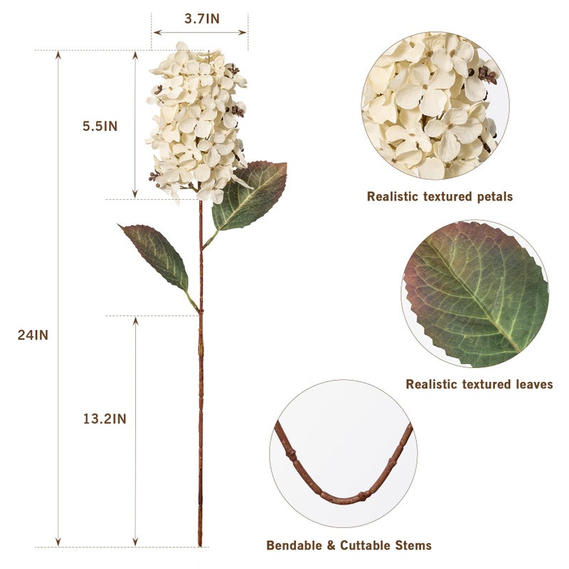 Ttranewsoo Hydrangea Artificial Flowers,Fall Hydrangeas Artificial Flowers, Fake Fall Dried Hydrangea Decoration,Faux Silk Flower with Stems Winter Decor Without Vaseï¼ˆCream White 8PCS - Image 3