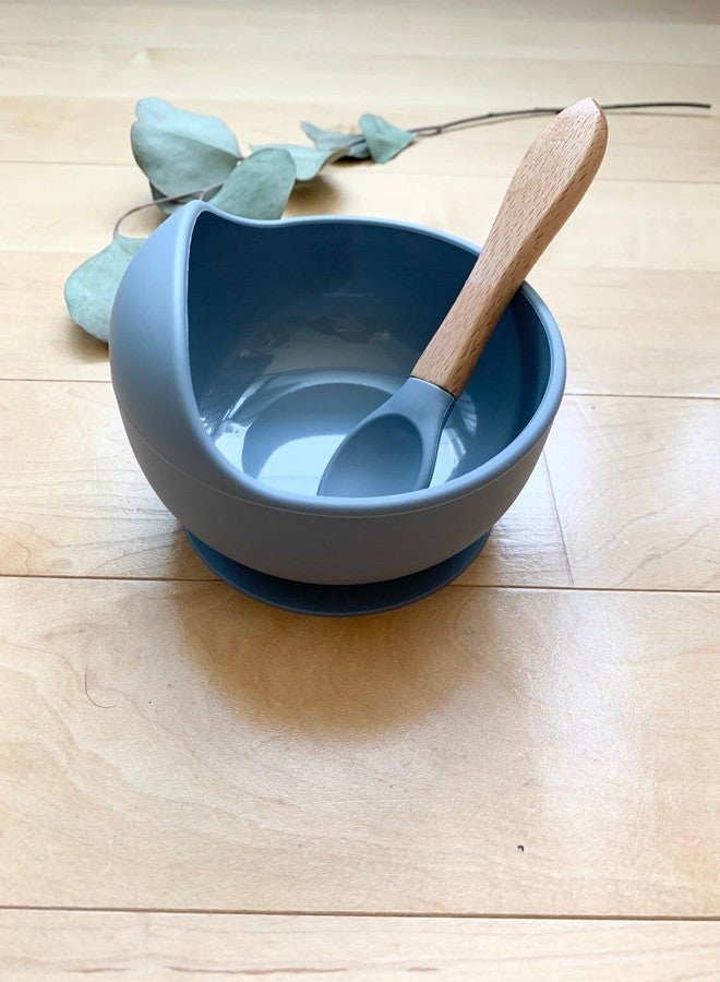 Oicia Silicone Baby Feeding Bowl Set with Suction Base & Spoon, BPA Free Toddler Bowl with Lid, Anti-Slip Training Feeding Set for Babies & Kids, Easy Clean Baby Food Bowl, Dark Blue - Image 3
