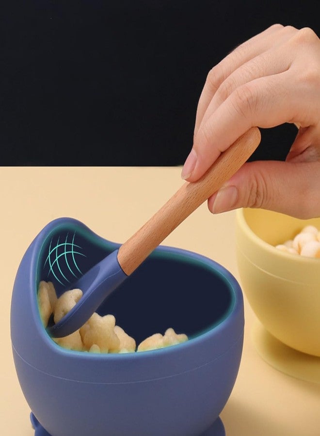 Oicia Silicone Baby Feeding Bowl Set with Suction Base & Spoon, BPA Free Toddler Bowl with Lid, Anti-Slip Training Feeding Set for Babies & Kids, Easy Clean Baby Food Bowl, Dark Blue - Image 5