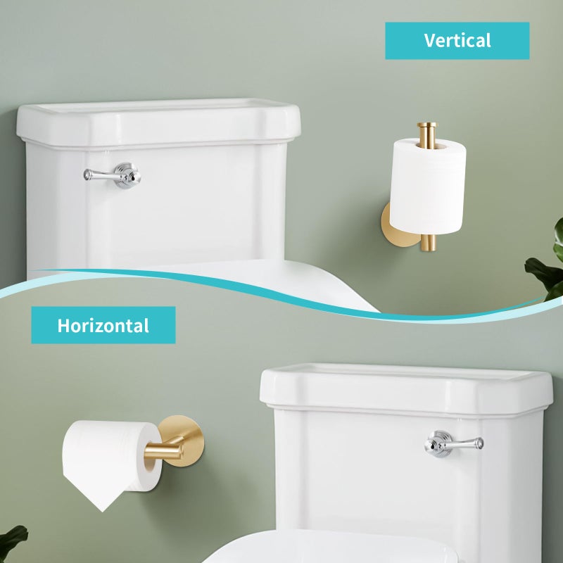 Yagoo Self Adhesive Toilet Paper Holder, SUS304 Stainless Steel Rustproof Toilet Roll Holder No Drilling Adhesive Toilet Tissue Holder for Bathroom Kitchen (1, Golden) - Image 3