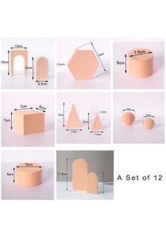 Generic 12PCS Product Photography Props Foam-Photo Decorative Backdrop for Photography for Jewellery Trinkets Cosmetics Makeup Tools Stereo Geometric Cube Shooting Prop Set  - Image 2