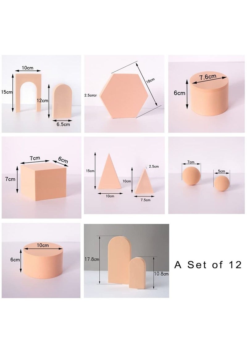 12PCS Product Photography Props Foam-Photo Decorative Backdrop for Photography for Jewellery Trinkets Cosmetics Makeup Tools Stereo Geometric Cube Shooting Prop Set  - Image 2