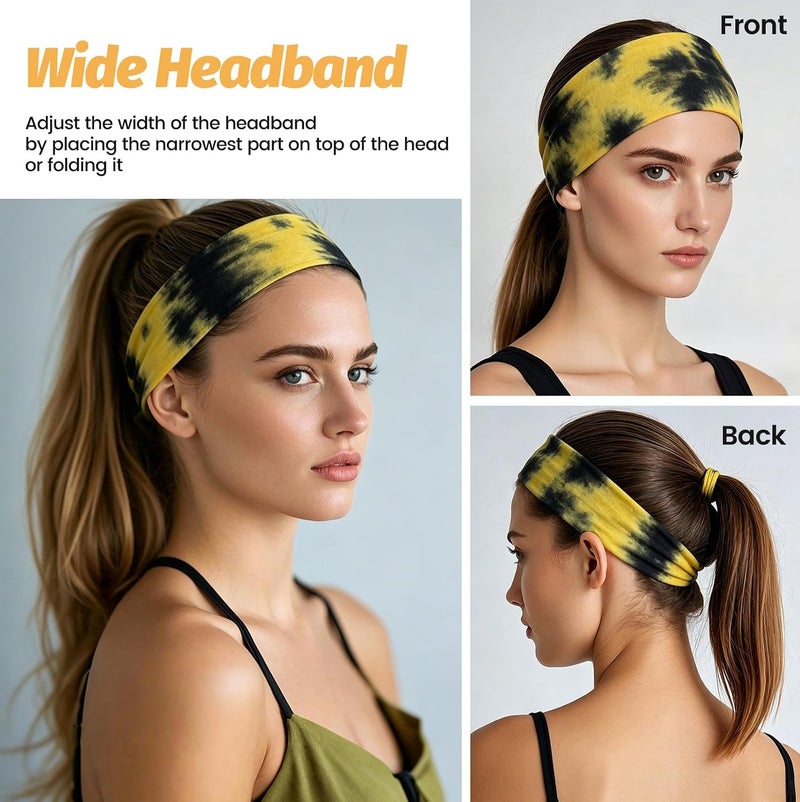 HSEM Global sizing options Headbands for Women - 6 Pack Wide Elastic Hair Bands | Stretchy Sweatbands Hair Bands | Soft Sports Thin Head Bands | Non-Slip Accessories Bands for Fashion, Washing Face, Workouts, Yoga, Daily Use Assorted color options - Image 5