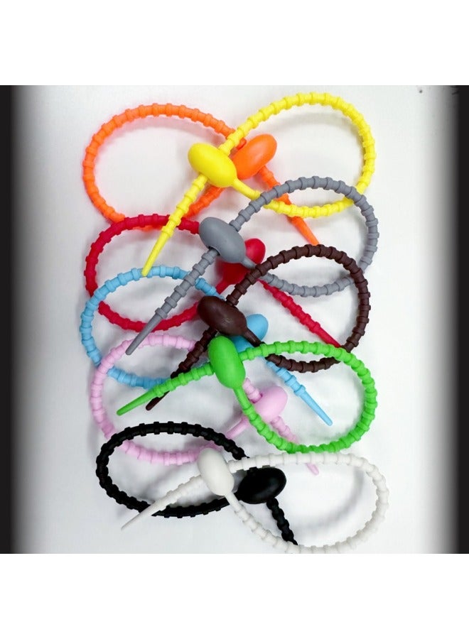 Loquat 215mm Tadpole Self-locking Charging Cable Tie Storage With DIY Keychain Jewelry Blind Box Trendy Pendant-Color:Purple Keychain - Image 3