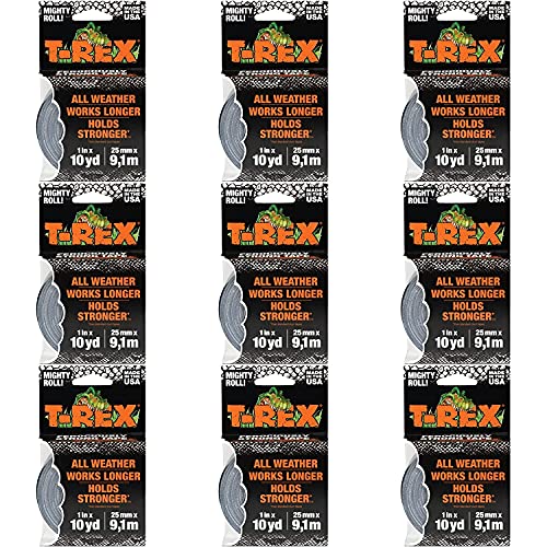 T-Rex Ferociously Strong Tape, Mighty Rolls, 1 Inch x 10 Yards Each, Dark Gunmetal Gray, Case of 9 Rolls (241330) - Image 1