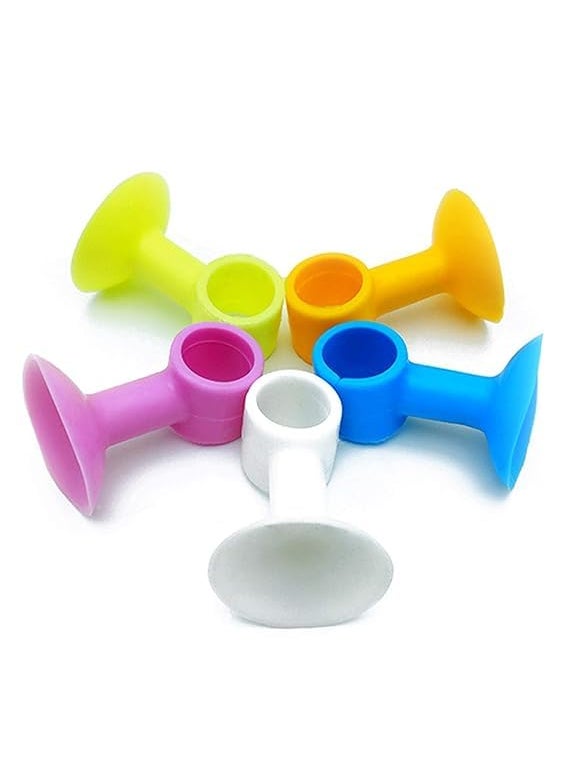 vaughn VAUGHN Silicone Door stroper Mini Multipurpose Wall Protectors AntiCollision SelfSucking Silicone Door Stopper Door Handle Bumper Mobile Phone Stand Data Cable Organizer Pack of 5 Multicolour  - Image 1