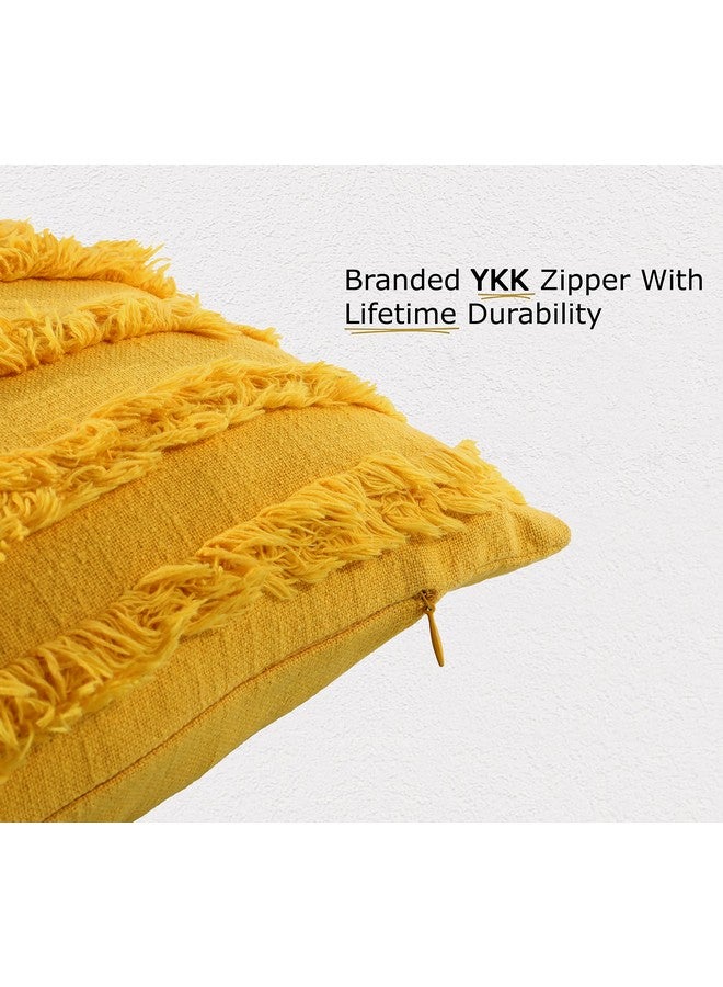mosey Sofa Cushion Cover Yellow 16 inchx 16 inch Set of 2 | Mustard Cushion Covers 16x16 | Golden Yellow Cushions for Sofa Bed | Pillow Cover 40cm x 40 cm - Image 3