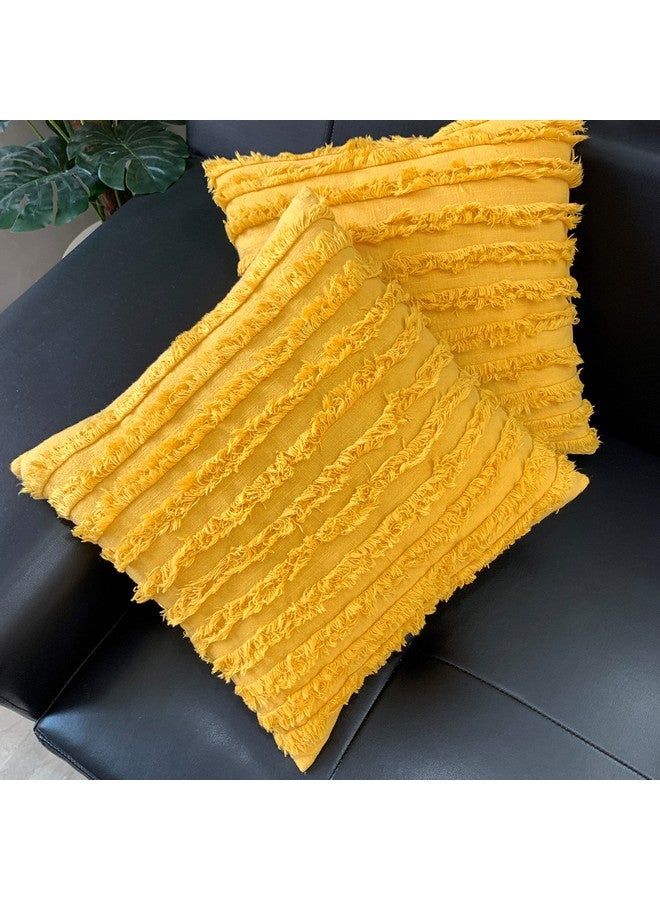 mosey Sofa Cushion Cover Yellow 16 inchx 16 inch Set of 2 | Mustard Cushion Covers 16x16 | Golden Yellow Cushions for Sofa Bed | Pillow Cover 40cm x 40 cm - Image 1