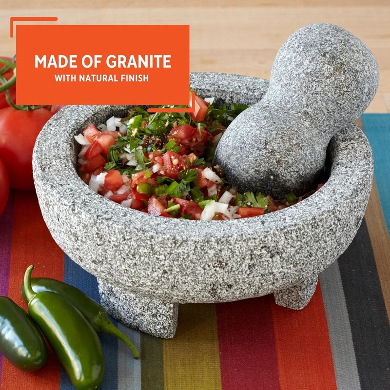 Imusa USA Super Heavy Traditional Granite Molcajete Spice Grinder, 8-Inch, Gray, 8 - Image 3