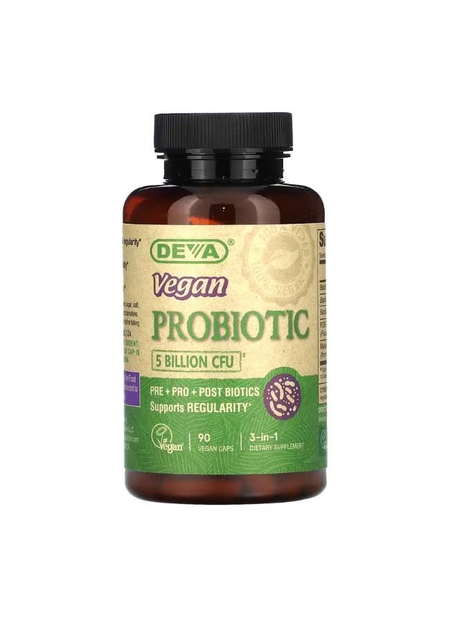 Deva 3 in 1 Vegan Probiotic 5 Billion CFU 90 Vegan Caps  - Image 1