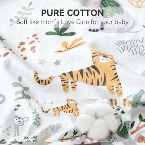 FIEMOL Baby Sleep Sack 6-12 Months, Long Sleeve Baby Wearable Blanket 0.5 Tog with Mittens, 2-Way Zipper Infant Cotton Sleeping Sack for Boy and Girl Green Giraffe 2 Pack (Medium) - Image 5