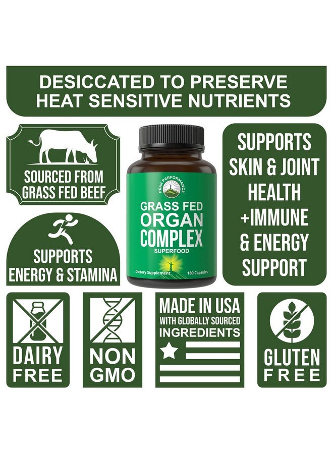 Peak Performance Peak Performance Grass Fed Beef Organ Complex from New Zealand (180 Capsules) Desiccated Organs Superfood Pills. GrassFed Beef Liver Capsules with Heart, Kidney, Pancreas, Spleen. Supplement  - Image 3