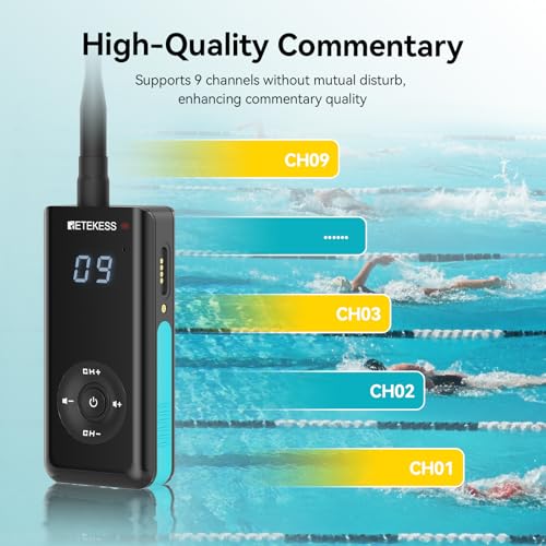 Retekess TT120 Swim Coach Communicator, IP68 Waterproof Swimming Headphones, Bone Conduction, 120M, Wireless Underwater Communication Unit for Swim Club, Swimming Coaching (1 Transmitter 5 Receivers) - Image 4