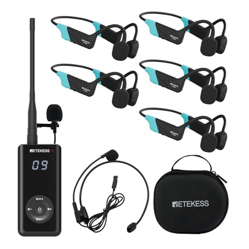 Retekess TT120 Swim Coach Communicator, IP68 Waterproof Swimming Headphones, Bone Conduction, 120M, Wireless Underwater Communication Unit for Swim Club, Swimming Coaching (1 Transmitter 5 Receivers) - Image 1