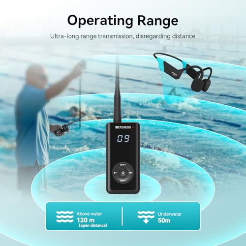 Retekess TT120 Swim Coach Communicator, IP68 Waterproof Swimming Headphones, Bone Conduction, 120M, Wireless Underwater Communication Unit for Swim Club, Swimming Coaching (1 Transmitter 5 Receivers) - Image 3