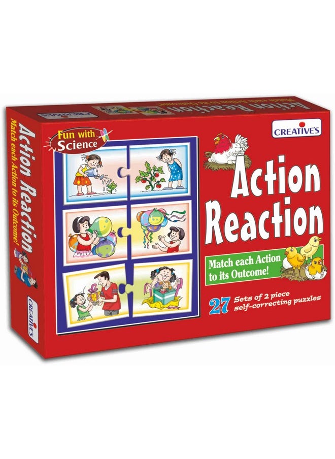Creative's Creative's Action Reaction | Fun with Science | Match Each Action to its Outcome | Basic Science Concepts | Action/Cause and Result/Reaction | Learning & Educational |Science Games | Ages 4 & up  - Image 1