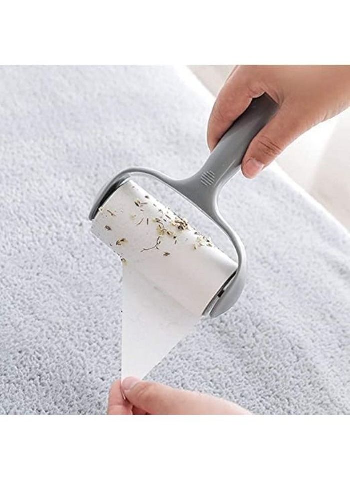 فرشاة دوارة لاصقة لازالة الوبر من ورقة لاصقة للغاية ,لمامة الزغب وشعر الحيوانات الأليفة والغبار+2 عبوات اعادة تعبئة(رمادي) - Image 2