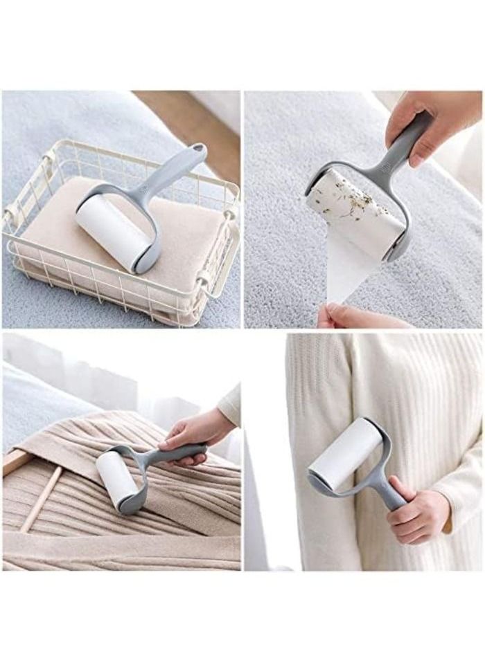 فرشاة دوارة لاصقة لازالة الوبر من ورقة لاصقة للغاية ,لمامة الزغب وشعر الحيوانات الأليفة والغبار+2 عبوات اعادة تعبئة(رمادي) - Image 1