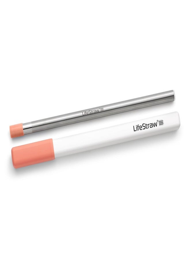 LifeStraw Sip - Reusable Stainless Steel Water Filter Drinking Straw with Carry Case, Removes Microplastics, Bacteria and Parasites for Travel and Everyday Use, Apricot - Image 1