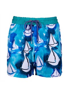 Anemoss Sailboats Men Swim Shorts with Elastic Drawstring Waistband Medium  - Image 1