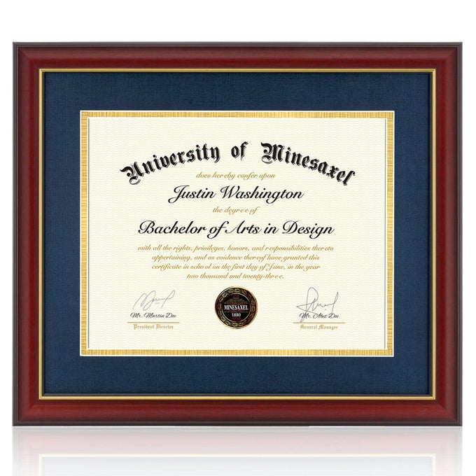 15X18 DIPLOMA FRAMES WITH 11X14 BLUE MAT DISPLAY DOCUMENTS 11 X 14 OR 15 X 18 WITHOUT MAT 14X11 CHERRY RED FRAME FOR WALL MOUNTING