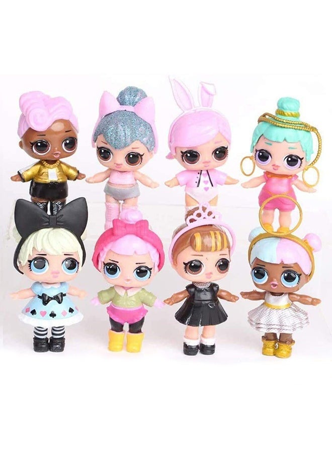 GObuy 8-Piece Lol Sparkly Baby Highly Detailed Pvc Doll Set For Kids, Multicolour - Image 1