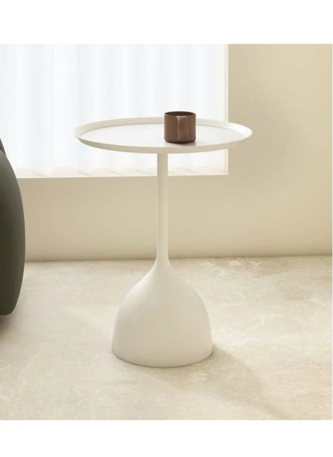 MIXDE - Coffee Table, Nordic Sofa Side Decorative Small Space Living Room Bedroom Patio, Vintage Metal End Table, Metal Iron Outdoor Round Table Weather Resistant Anti-Rust Outdoor, 40*60CM - Image 1