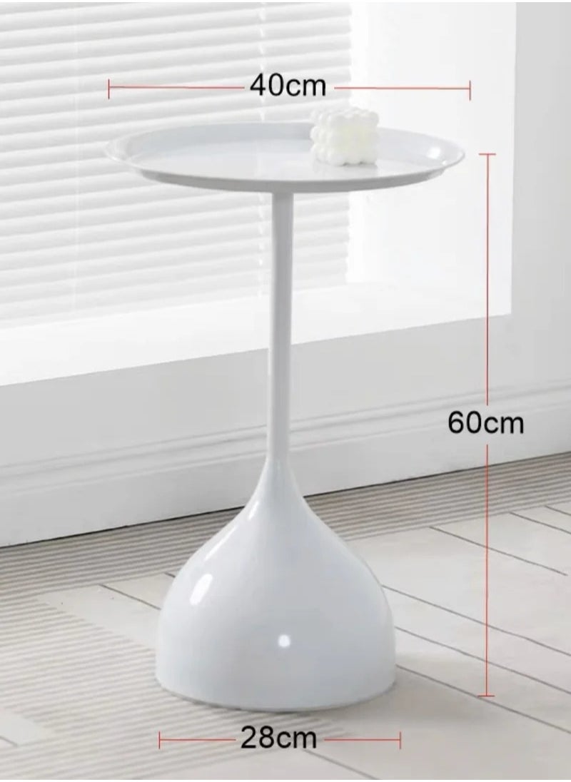 MIXDE - Coffee Table, Nordic Sofa Side Decorative Small Space Living Room Bedroom Patio, Vintage Metal End Table, Metal Iron Outdoor Round Table Weather Resistant Anti-Rust Outdoor, 40*60CM - Image 1