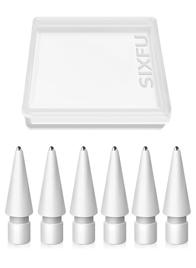 SIXFU 6 PCS Replacement Pencil Tips for Apple Pencil, Durable iPencil Tip Nibs Accessories for iPad Pro/Apple Pencil Pro/USB-C/ 1st Gen/ 2nd Generation (Fine Point) - Image 1