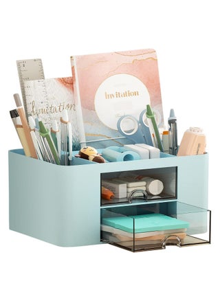 Pen Organizer with 2 Drawer, Multi-Functional Pencil Holder for Desk, Desk Organizers and Accessories with 5 Compartments + Drawer for Office Art Supplies (Blue) - pzsku/Z0BCBAF36F6CF593EA950Z/45/_/1726847343/64277440-1a99-4e47-b0a9-8167d029a14f