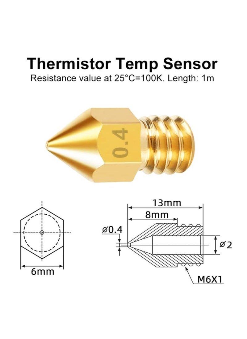 Upgraded 3D Printer kit, for 1.75mm Filament PTFE Teflon Tube Pneumatic connectors,Brass Nozzle*2, Steel Nozzle*1, Silicon Cap*3, Tube Cutter for 3D Printer.