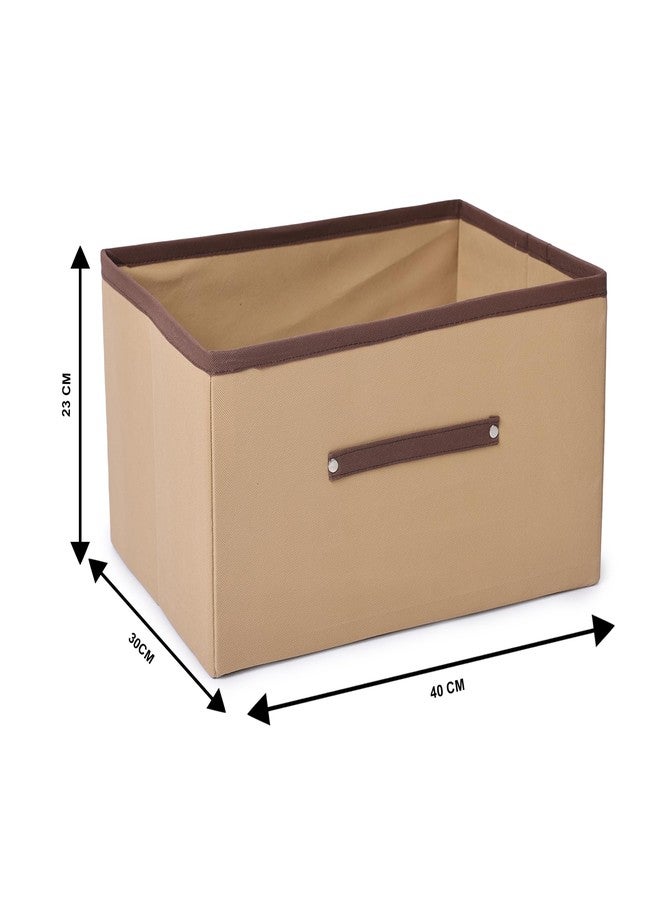 SHREY CREATION Foldable Clothes Storage Box – Large Capacity Fabric Organizer for Wardrobe, Closet Under Bed | Non Woven Storage Bins Basket with Handles for Clothes, Toys (Beige, Pack Of 2) - Image 5