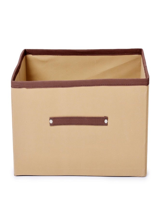 SHREY CREATION Foldable Clothes Storage Box – Large Capacity Fabric Organizer for Wardrobe, Closet Under Bed | Non Woven Storage Bins Basket with Handles for Clothes, Toys (Beige, Pack Of 2) - Image 3