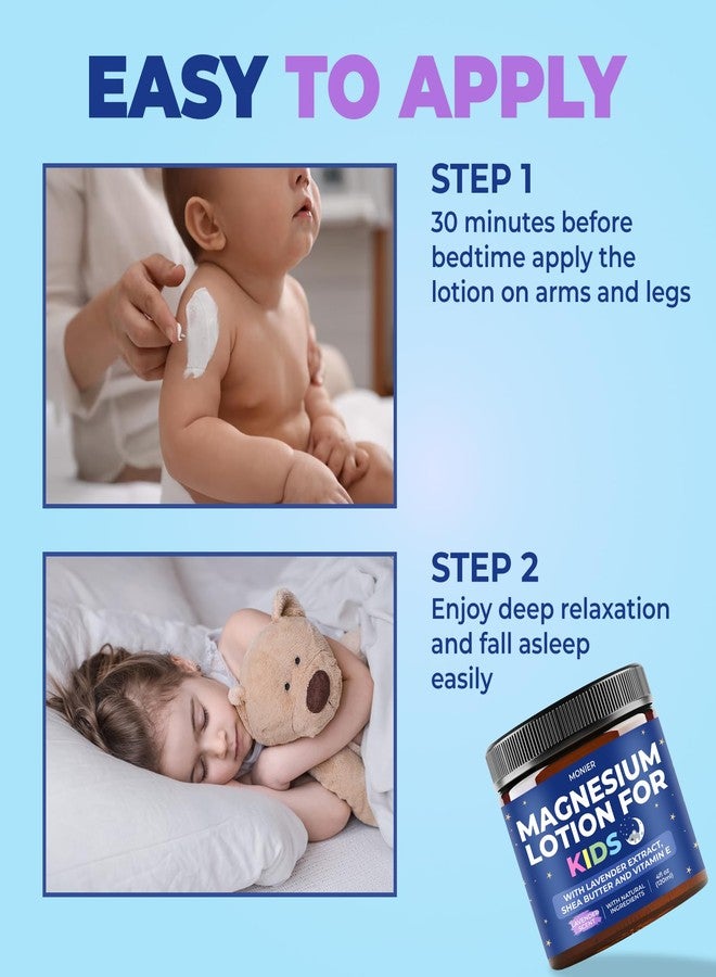 MONIER Magnesium Lotion for Kids - Relaxing Magnesium Cream with Lavender, Shea Butter, Aloe Vera - 100% Natural Ingredients (4 oz, Unscented) - Image 5