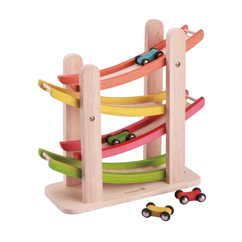 EverEarth Jr. Ramp Racer. Race Track for Toddlers and 4 Wood Cars, Race Car Ramp Set - Image 1